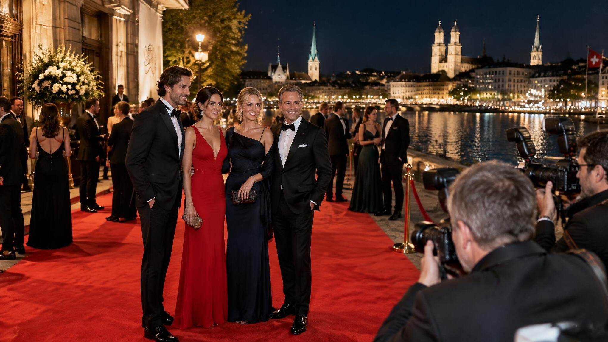 Gäste bei einem Gala-Empfang mit Fotografen